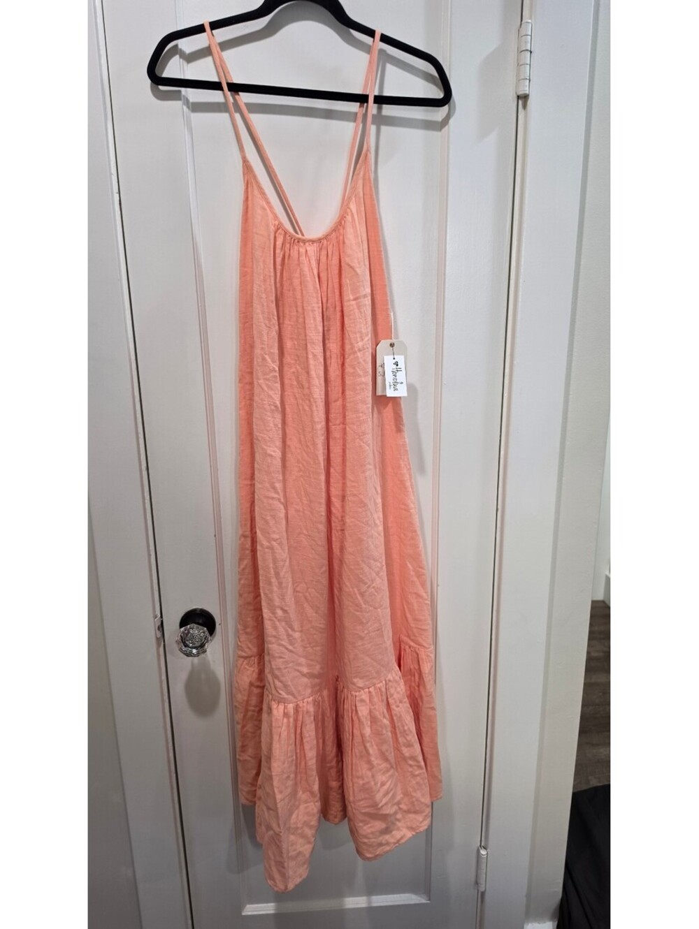Honolua Surf Co Peach Cotton Maxi Dress XL/14